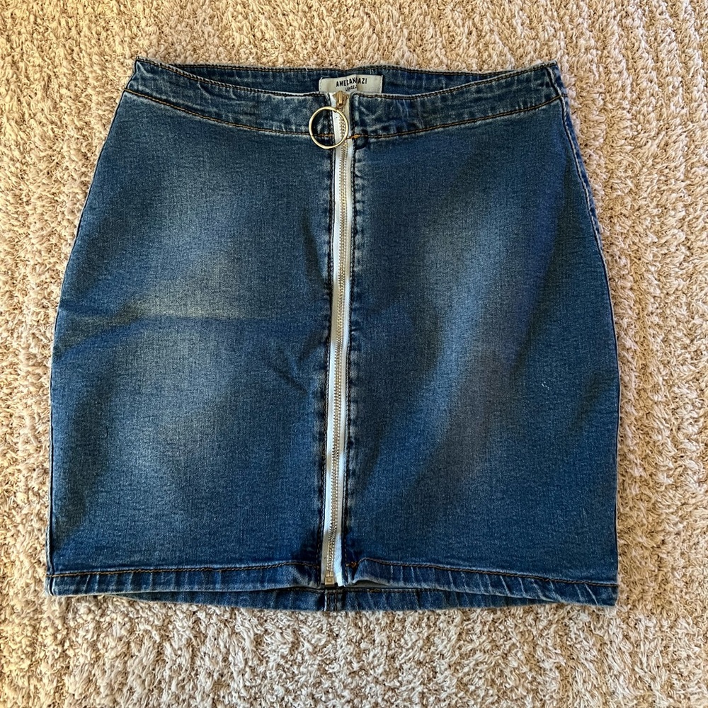 American Bazi Denim Zip Down Skirt - Picture 1 of 3